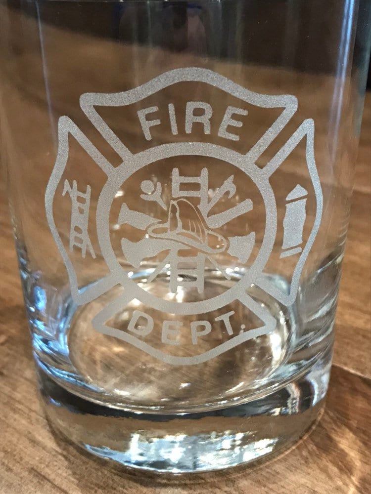 Firefighter whiskey glass detail