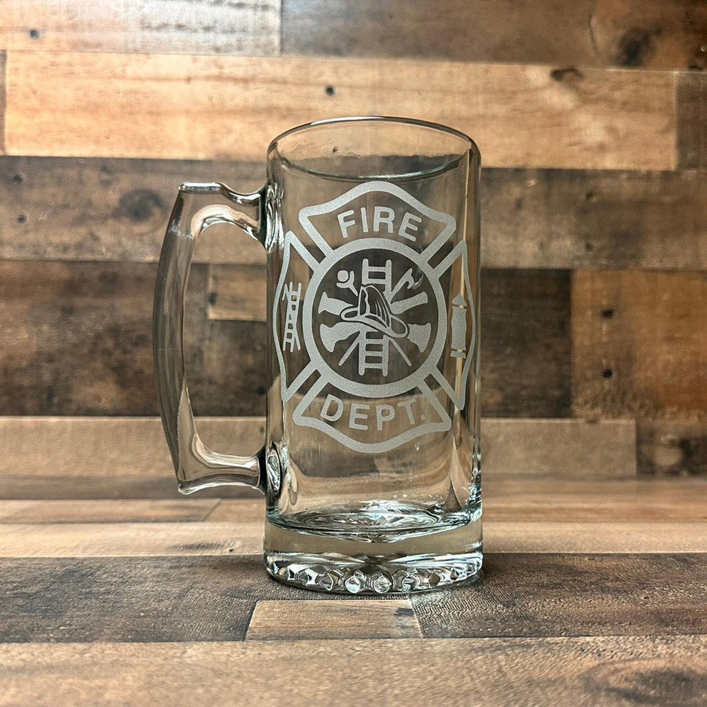 Firefighter beer mug with red and black paracord handle